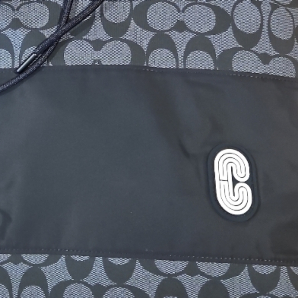 NWT Coach Organic Cotton Signature Logo Pullover Hoodie Black Gray S C0826 - Picture 10 of 12